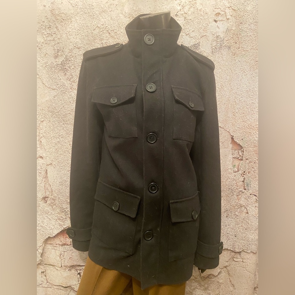 MENS Kolby Black Military Style Wool Blend Jacket